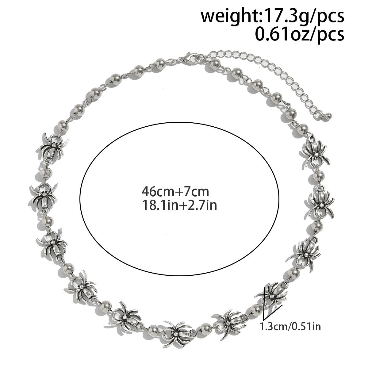 Персонализированное ожерелье с бусинами-пауками для мужчин, Модное высококлассное хип-хоп нишевое ювелирное изделие для мужчин со змеиной костью Antique silver 07124