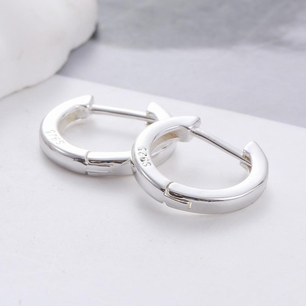 Cross-Border European & American Style Silver-Plated Hoop Earrings: Trendy, Simple, Thick Design