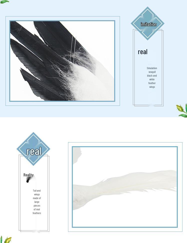 Miniature Seagull Feather Sculpture: Bird-Themed Forest Style Decor for Gardens, Homes, Scenic Displays, and Mall Layouts