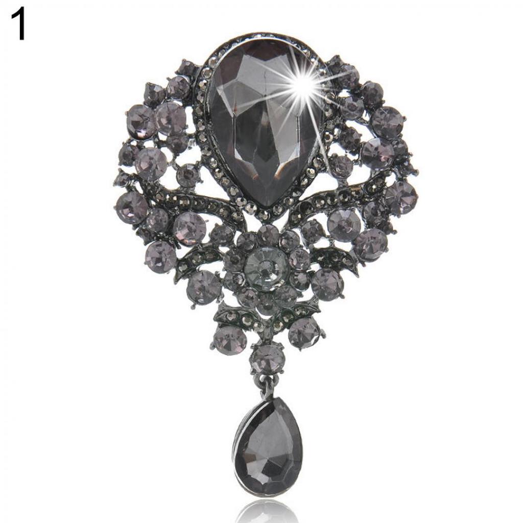 Lady Fashion Rhinestone Drop hängsmycke Brosch Pin Bröllop Smycken presentdekor