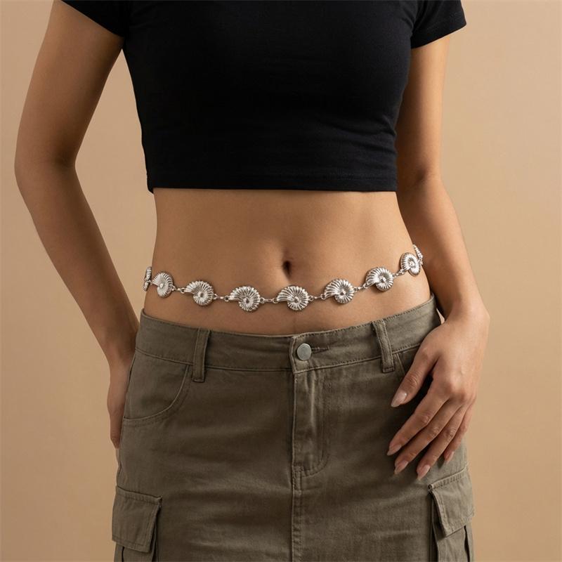 Metal Conch Splicing Waist Chain for Women Fashion Bohemia Spiral Conch Belly Chain Ladies Beach Bikini Body Jewelry Accessories