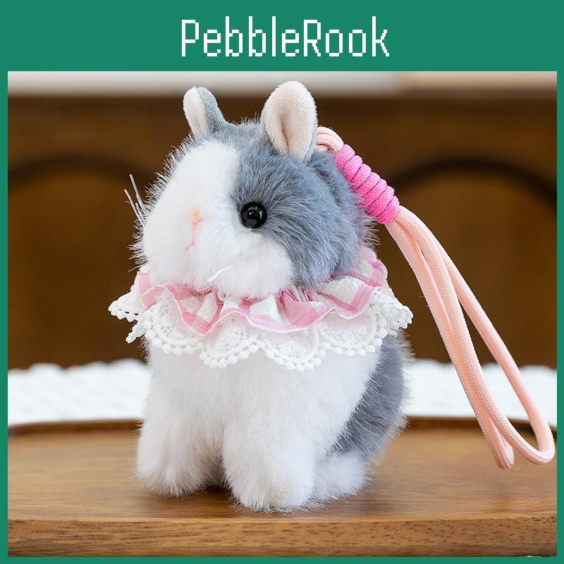 Plush Rabbit Keychain With Lace Scarf For Girls Backpack Decor Gift
