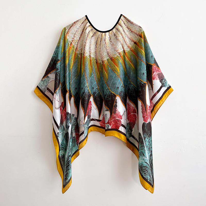 110 cm Quadratische Schals Sommer Strand Sexy Damen Mode Druck Seide Kittel Bluse Sonnenschutz Bequemes Poncho Neu