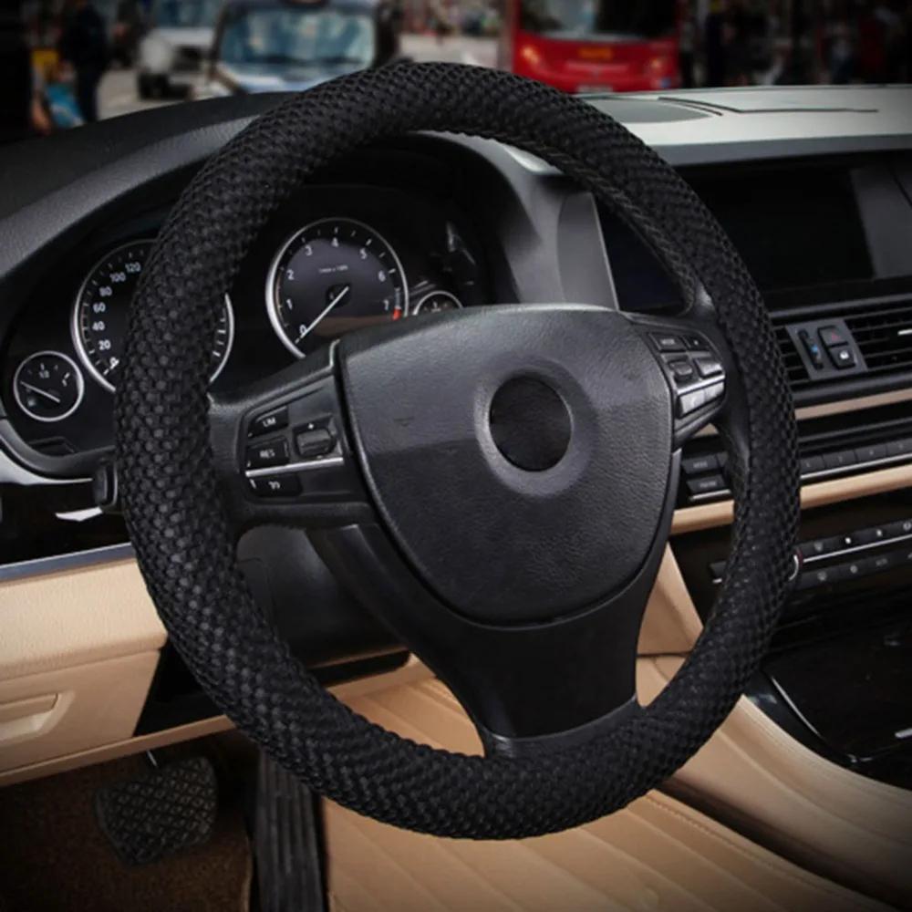 Braid On Needles Mesh Fabric Steering-Wheel Cover Set Car Steering Wheel Covers For Auto Interior Accessories For Women Men