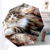 Floral Pillow with Cute Kitten Design-Soft and Comfortable Home DecorUmbrella with Cute Design,Portable 3-Fold Compact Umbrella for Men&Wome