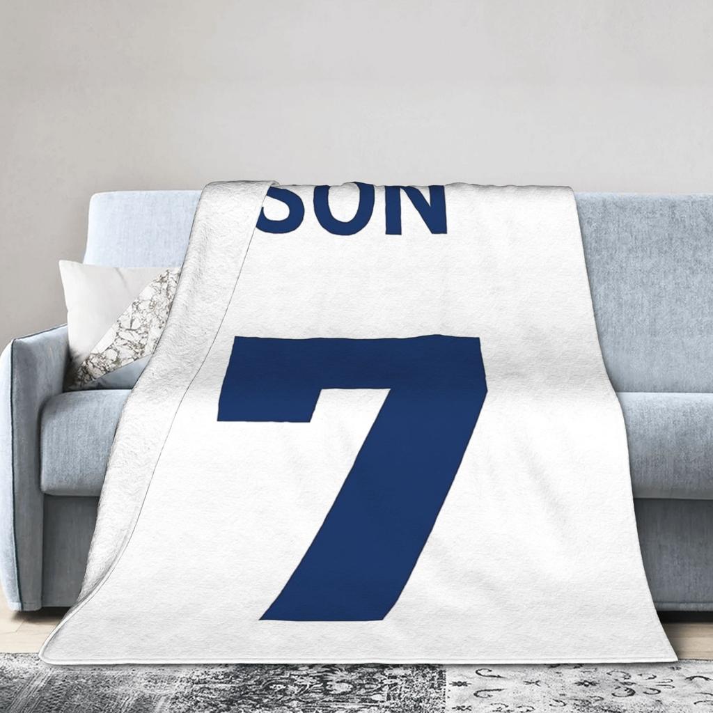 Son Heung-Min Soccer Football Fleece Throw Blankets Number 7 Blanket for Home Bedroom Lightweight Bedroom Quilt