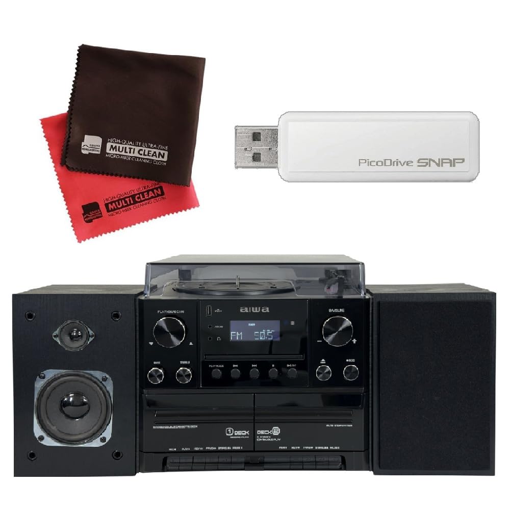 Аудиопроигрыватель Aiwa с двумя кассетами, аудио MCA1, черный, USB-накопитель 64 ГБ с 2 комплектами салфеток, многокомпонентный -G, 3 предмета