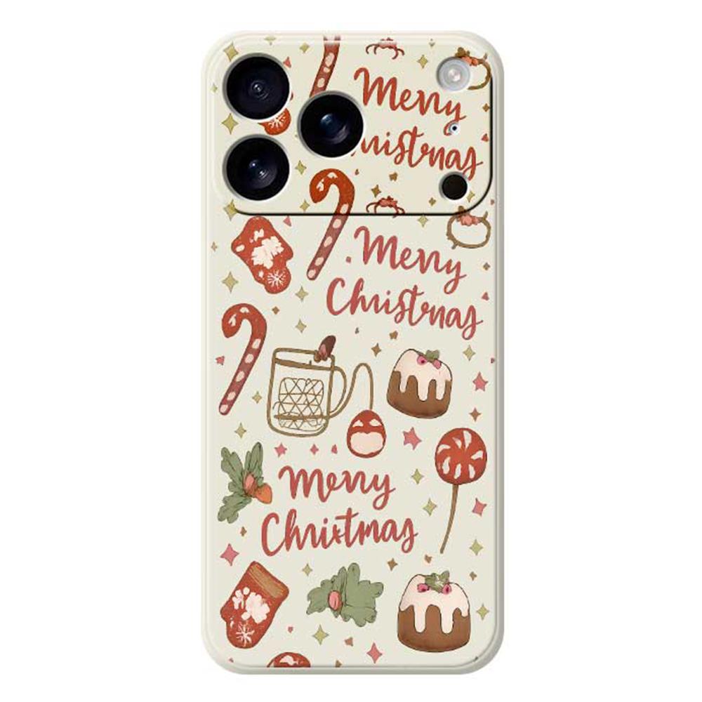For iPhone 17 Pro Case Merry Christmas Pattern Printing Straight Edge TPU Phone Back Cover