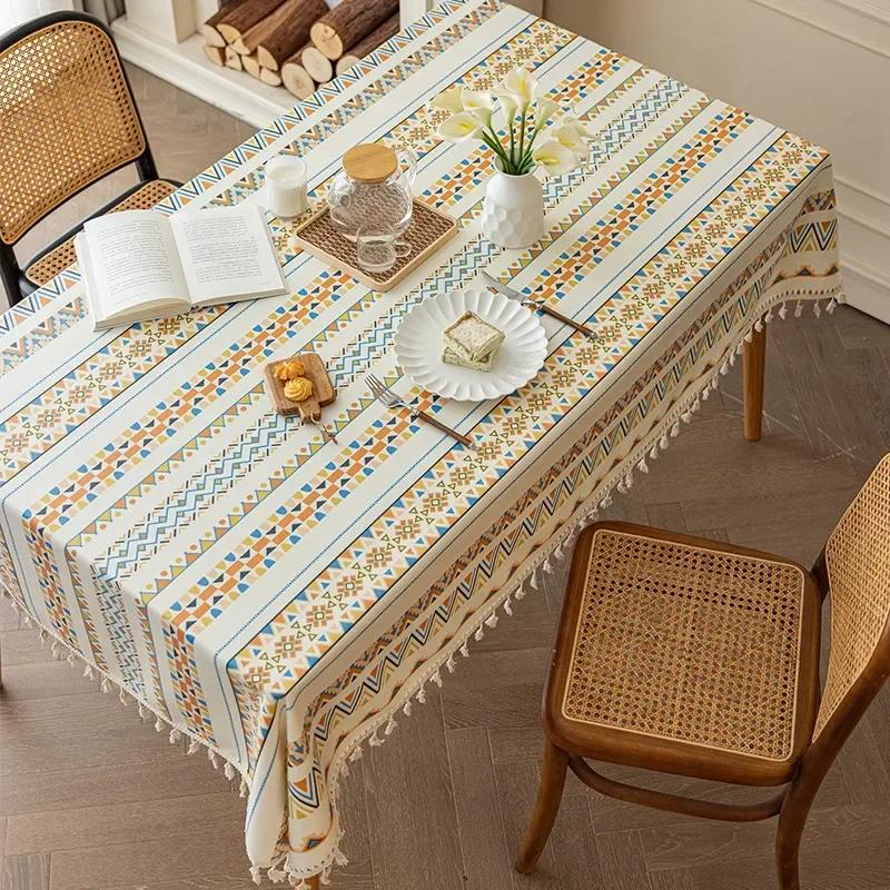 Bohemian Tassels Tablecloth Waterproof And Oil-Resistant Table Cloth Washable Tablecloth Tea Table Dining Table Decoration