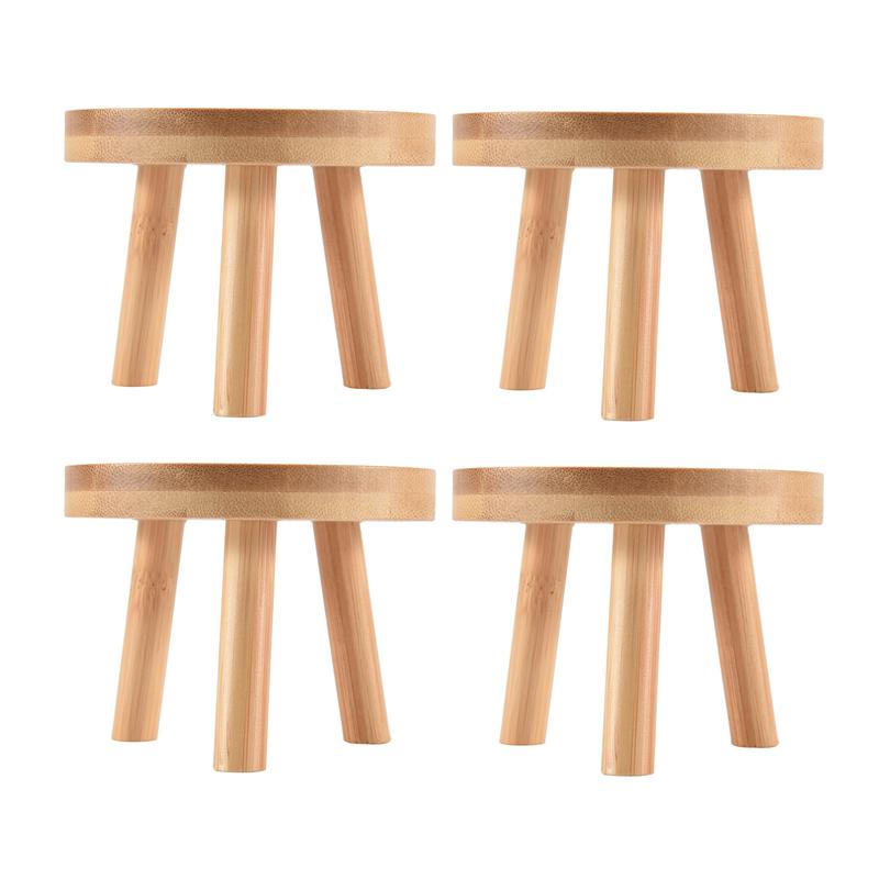 ABMH-4X Wooden Plant Stand Flower Pot Base Holder Stool High Stool Balcony Succulent Round Flower Shelf For Indoor Outdoor