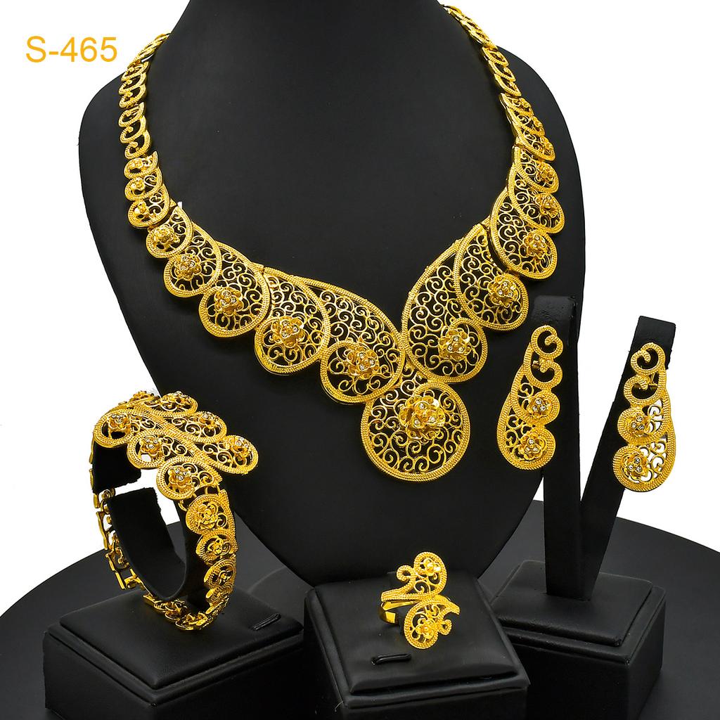 2026 Pakistan Jewelry Middle East Dubai 24k Wedding Bridal Gift Four-piece Set Spot