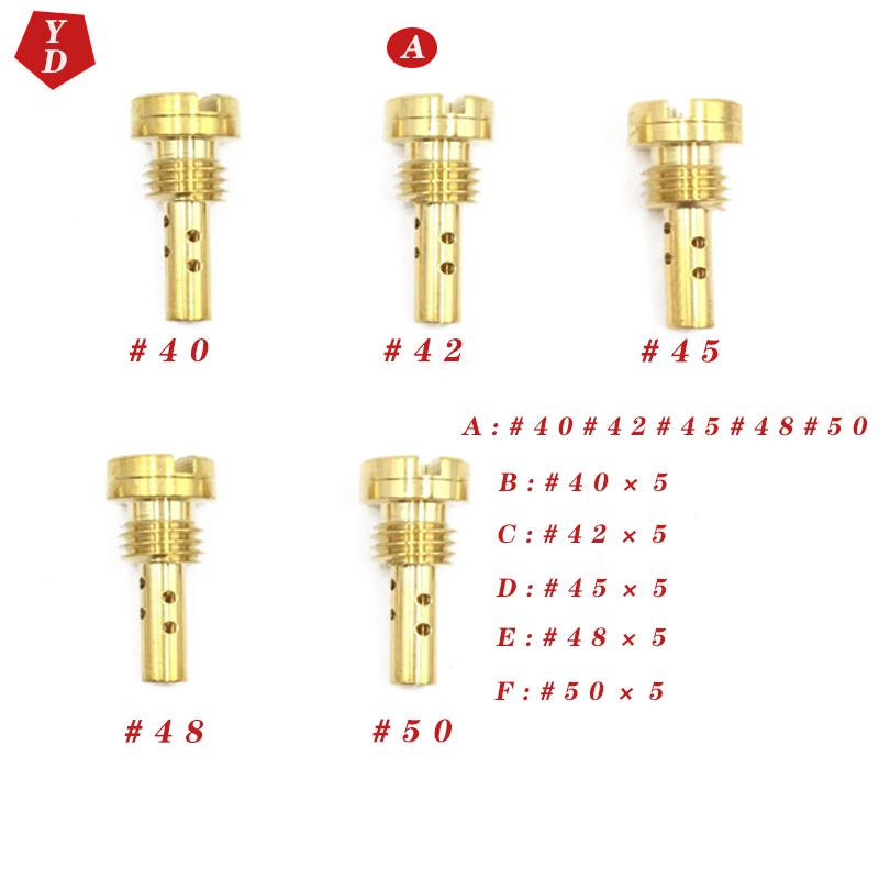 5pcs/Set Motorcycle Carburetor Slow Pilot Jet Available Size 40-42-45-48-50 for Keihin CV CVK FCE CARB N424-25 Injector Nozzle