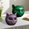 Gato de Pedra Feito à Mão Imitação de Cristal Escultura Cabeça de Gato Resina Pedra de Cura Mini Estátua de Gato Lembrança Decoração de Casa Presente para Amantes de Gatos