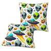Green Alien And Ufo Pattern 2 Pcs Square Pillowcase Pillow Cover Cushion Decor Comfort Throw Pillow For Home Living Room