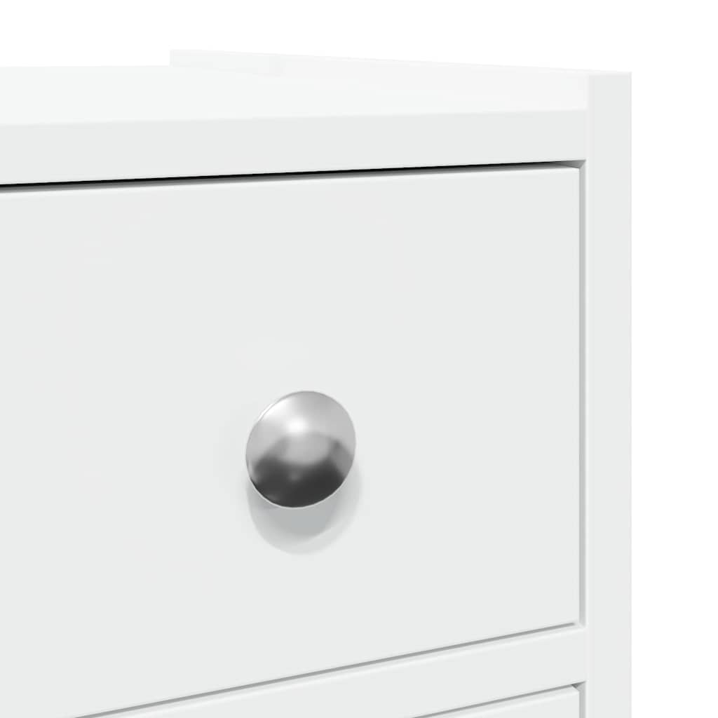 Narrow Bathroom Cabinet with Casters White Engineered Wood