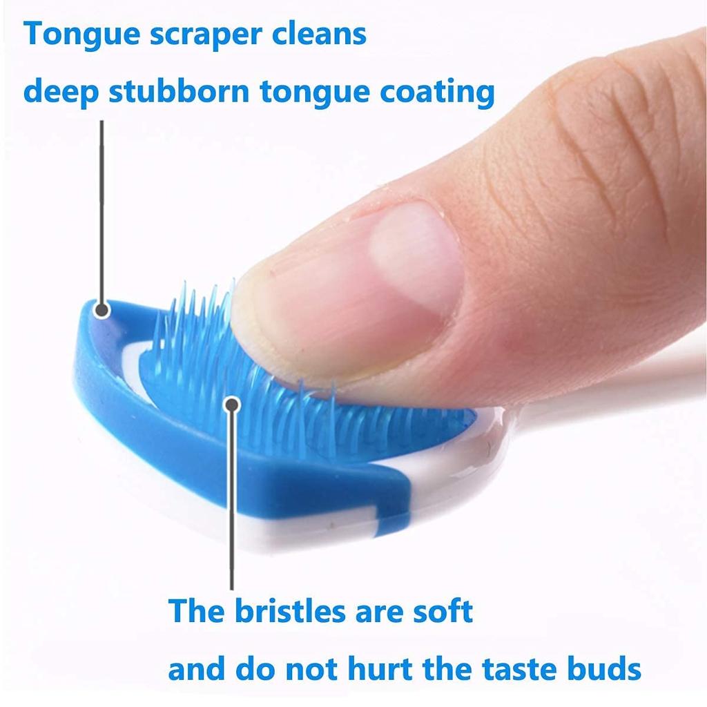 E - Buddies Tongue Brush, Tongue Scraper, Tongue Cleaner Helps Fight Bad Breath, Professional Tongue Brush for Freshing Breath, 2 Tongue Scrapers
