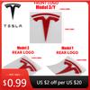 Car Sticker Tesla Car Front Emblem Rear Trunk Emblem Sticke for Model 3 Mode Y Metal Logo Replacement Rear and Rear Logos 