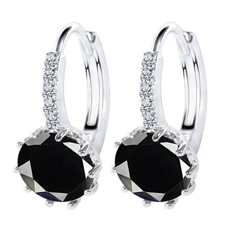 Big Sale 925 Silver Loop Hoop Earrings Candy Color Cubic Zircon Charms Women Jewelry Wedding Accessory Brincos