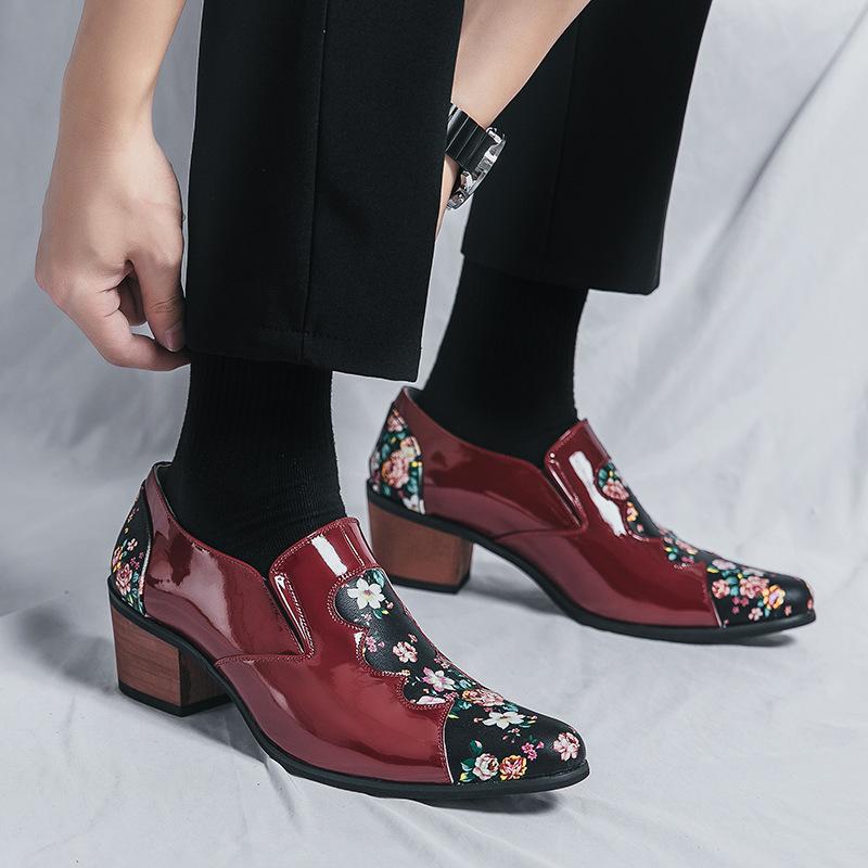 Men's Leather Shoes Fashion Trend British Style Small Leather Shoes Young Men's Height-increasing Leather Shoes Hairstylist Shoes