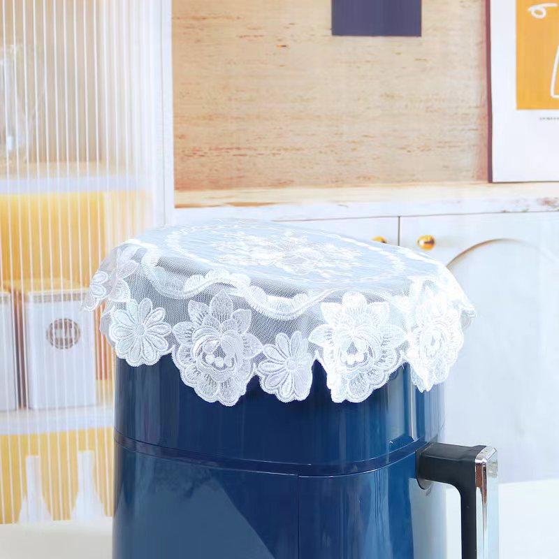 Round white mesh Rose flower Embroidery table cloth cover wedding tablecloth kitchen Christmas Dining Table decoration and accessories for Home