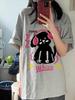 Women's Gray Cartoon Hong Kong Style Loose Fit Short Sleeve T-Shirt - Summer 2025 Collection
