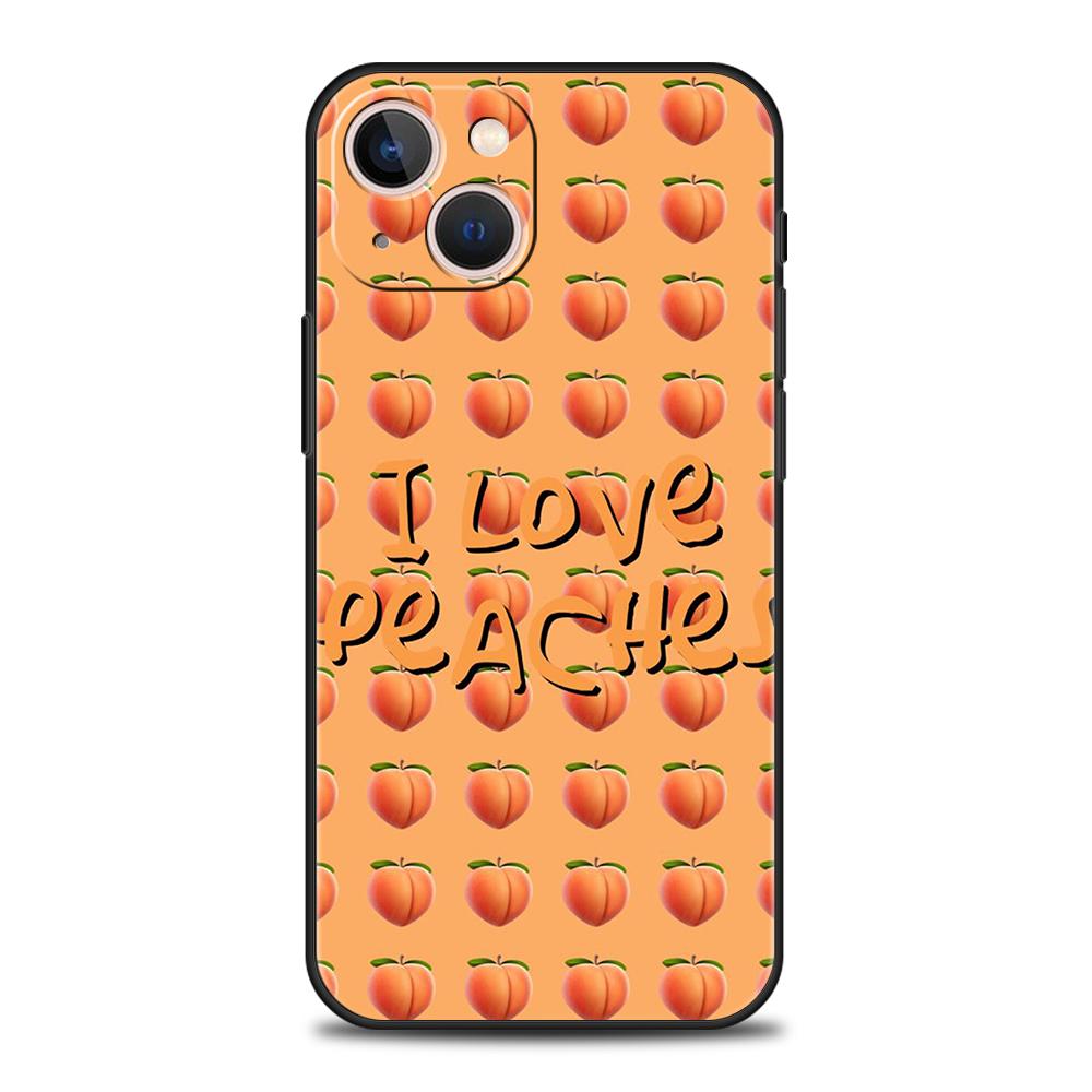 Cartoon Fruit Peach Phone Case Cover for iPhone 16 15 14 13 12 Pro Max 11 Pro Max 7 8 Plus XS XR Shockproof Soft TPU Shell Capas