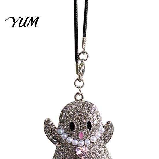 Festive Vehicle Accessories Halloween Ghost Bling Car Hanging Accessories, Faux Crystal Rear Mirror Ornament View Charm, Auto Interior Pendant