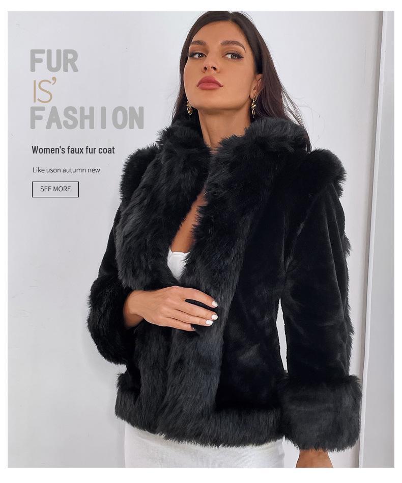 European and American Style Mid-Length Imitation Mink Fur Coat for Women