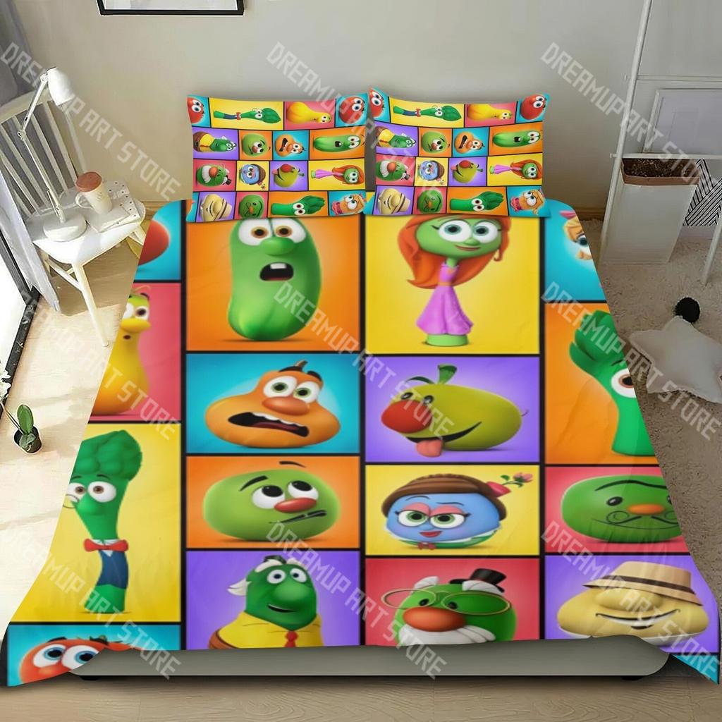 Fashion Veggie Tales In the House Bedding Set Single Twin Full Queen King Size Bed Set Kids Bedroom Duvetcover Sets Bed Sheet