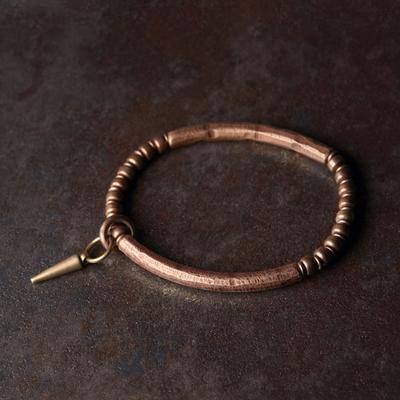 Pulsera de Cobre Puro Martillado Vikingo Estilo Calle Rock Procesado Retro Oxidado Metal Vajar Unisex Hombres Mujeres Regalo Joyería