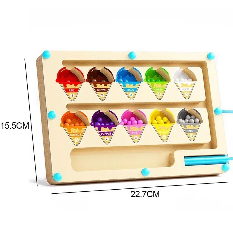 Montessori Magnetisk Fargesorteringsspill Maze Board Pen Moving Perle Games Trekontroll Sensorisk lek Pedagogiske leker for barn