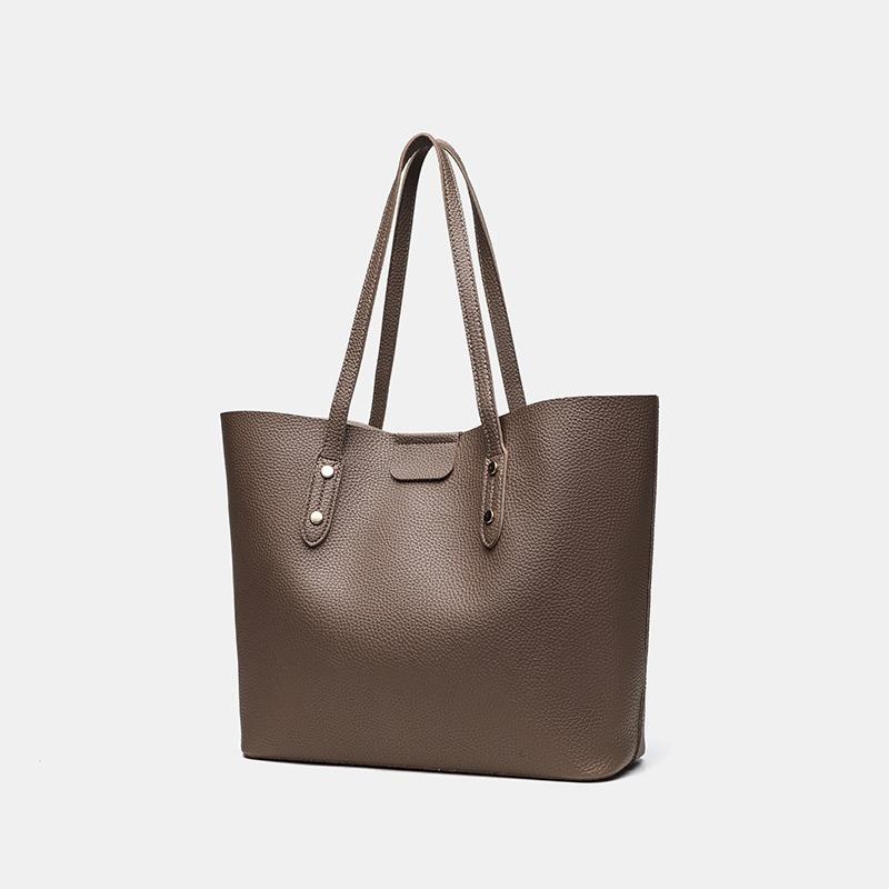 Large capacity solid color simple portable women's bag commuting shoulder large bag going out storage tote mother and child bag