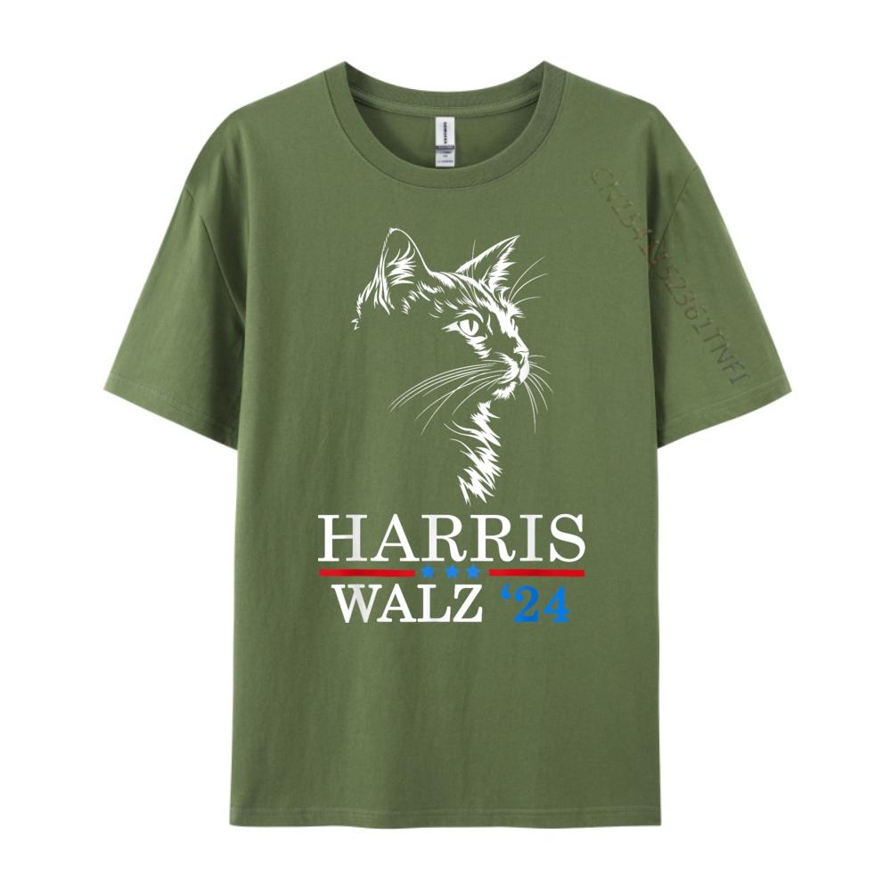 Harris Waltz 2025 Election Kamala Harris Cat Lady Mens Designer T Shirt Men Short Sleeve Tee Gothic Style