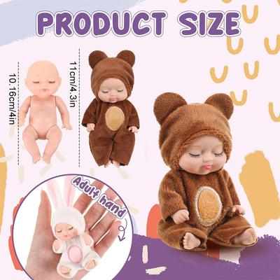 1/6 Stk. 11cm Mini Reborn Babypuppe Simulation Wiedergeburtspuppen Spielzeug Miniatur Reborn Puppe Kinder Mädchen Spielzeug für Kinder Geburtstagsgeschenk