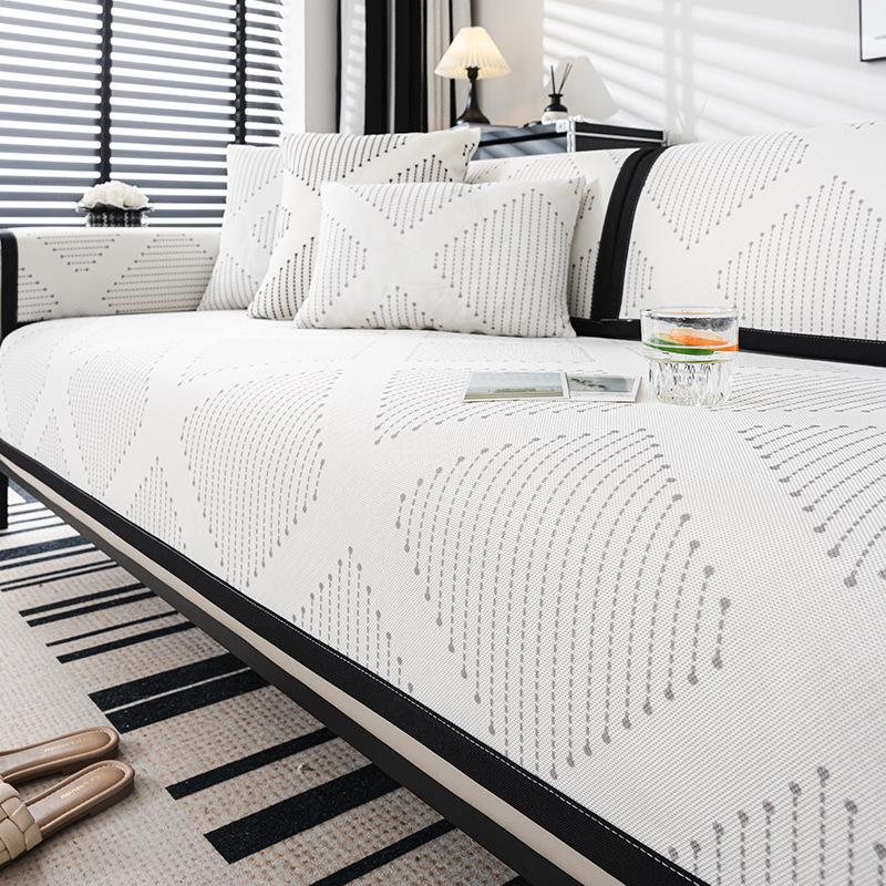 

Подушка для дивана Ice Silk, летняя прохладная подушка, новая противоскользящая подушка Simplicity, чехол для дивана с геометрическими полосками, полотенце для спинки 70x70cm 1pcs