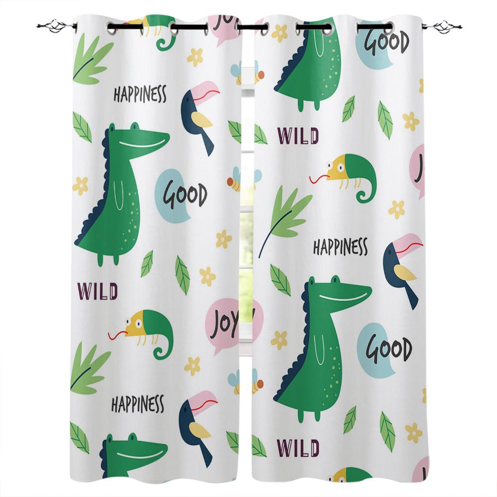 Dinosaur Cartoon Window Curtains Curtains for Living Room Decorative Items Living Room