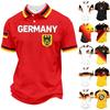 Polo Casual Unisex Vestibilità Larga Manica Corta Stampa Bandiera Tedesca Tessuto Leggero Traspirante Top Estivo