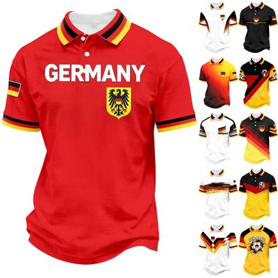 Unisex Casual Polo Shirt Loose Fit Short Sleeve Germany Flag Print Lightweight Breathable Fabric Summer Top
