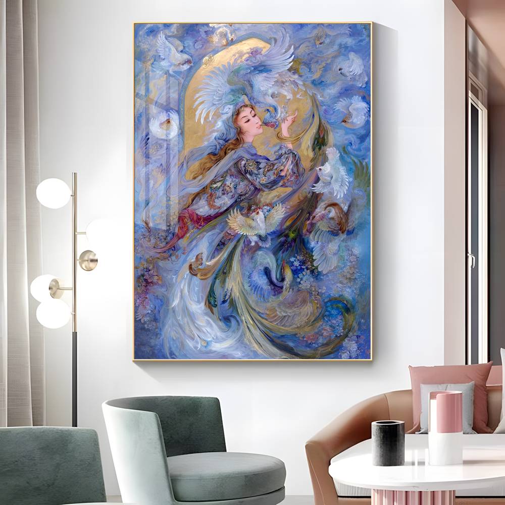 1pc Mahmoud Farshchian Persian Painting Poster Sticker Print Waterproof Wall Art For Living Room Bedroom Home Decor