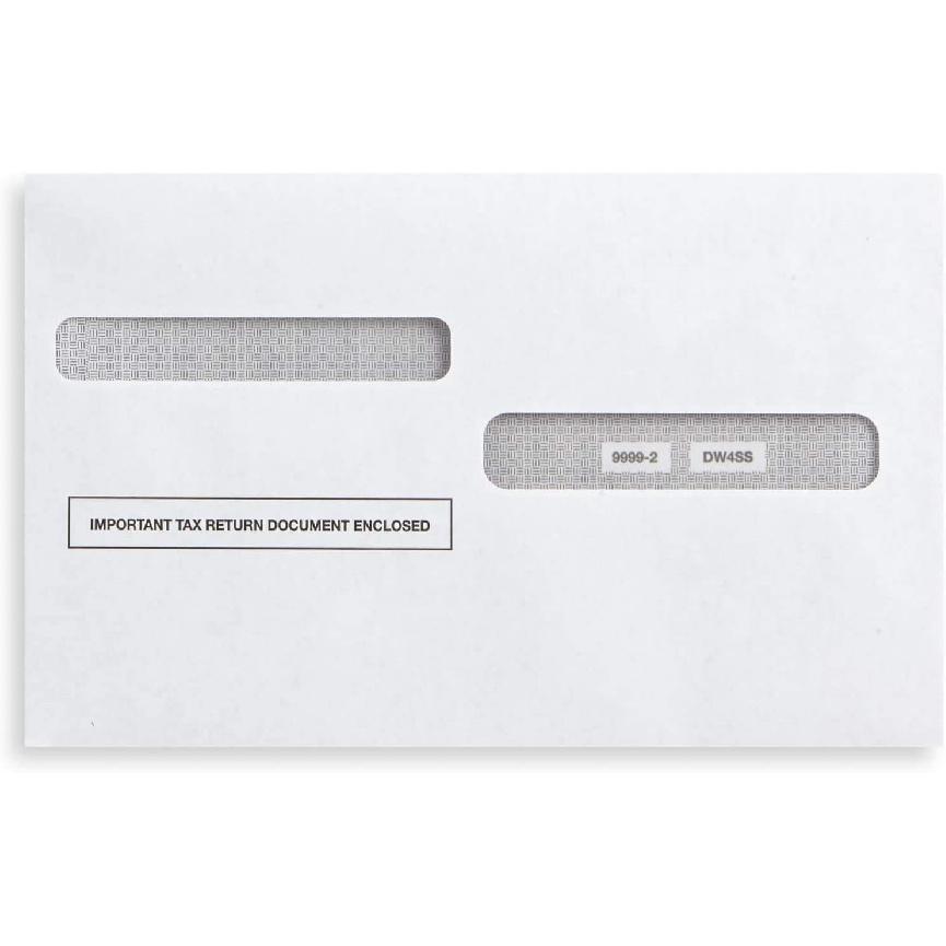 W2 tax Form Envelopes, Double Window Security Envelope for 4-Up Style W-2 Tax Forms, Self Seal, Security Tintet W-2 Tax Forms Envelopes 25 Pack