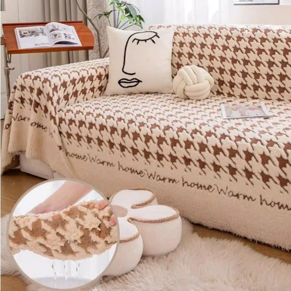 Qiandongge English Plush Sofa Cover Cloth Anti-Cat Scratch Sofa Towel Universal All-Inclusive Sofa Cushion Sofa Dust Cover
