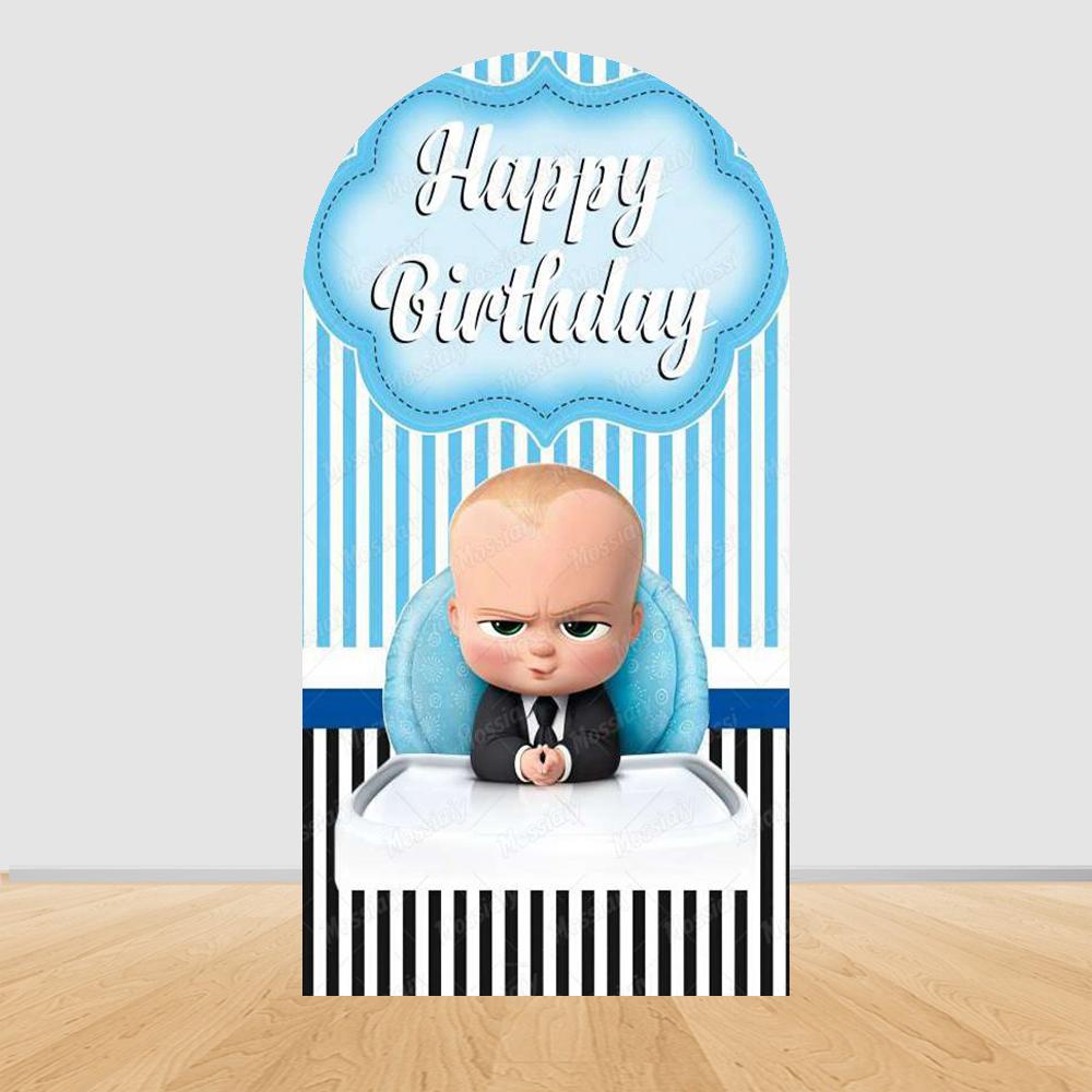 Šťastné narozeniny Boss Baby Oblouk Pozadí Kryt Klučičí Narozeniny Miminkovská Oslava Dekorace Fotografické Pozadí Rekvizity
