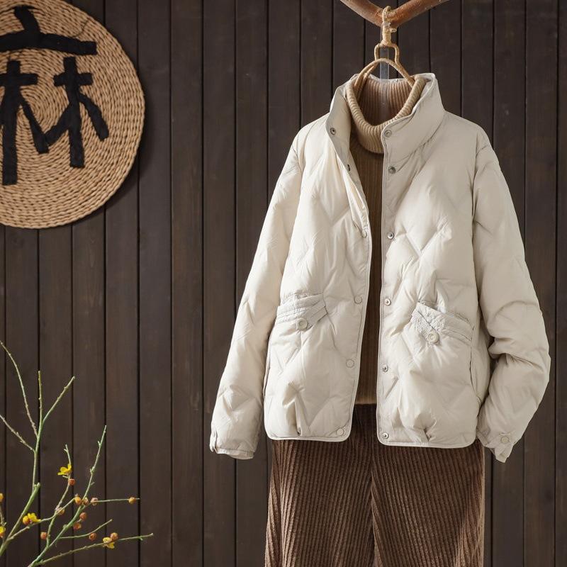 New International White Duck Down Women's Short New Autumn and Winter Fashion Small Stand-Up Collar Lightweight Jacket