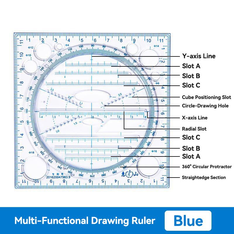 Plastic Ruler Drawing Roller Ruler Parallel Multi-functional Geometric Drawing Design for Measurement Drafting Schools Offices