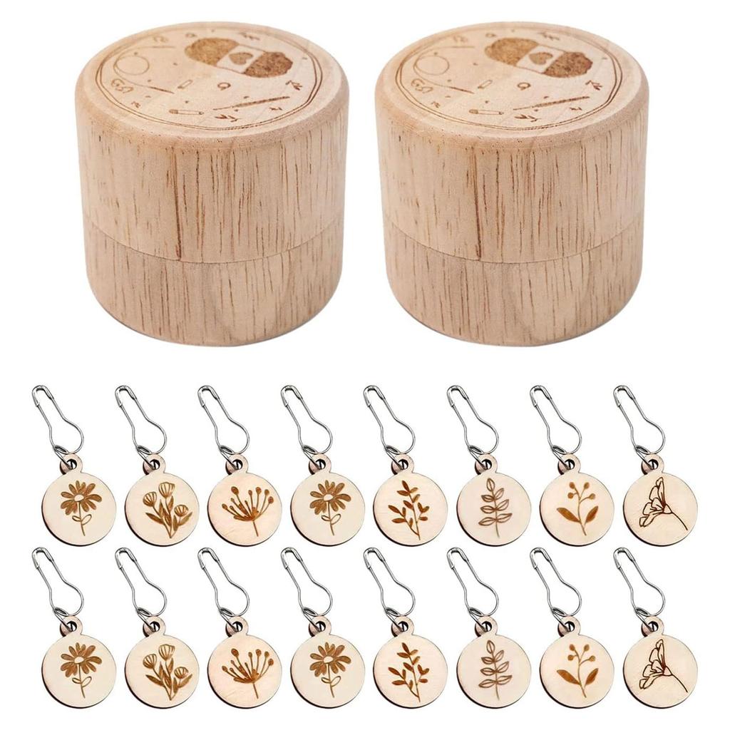 Kulatý přívěsek Dřevěné stehy Zamykací značkovač se zapínacím špendlíkem Dřevěné pletací měřidlo pro pletení, tkaní, šití, řemeslo