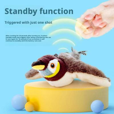 Juguete Interactivo para Gatos Pájaro que Bate las Alas, Activado por Pata Sonidos Realistas de Pájaro y Movimientos de Alas Batería Recargable USB de 500 mAh