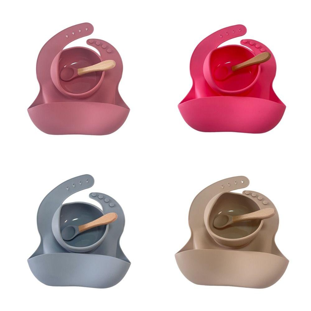 Silicone Silicone Baby Feeding Bowl Bibs/Bowl/Spoon Kids Feeding Bowls Toddle Training Tableware