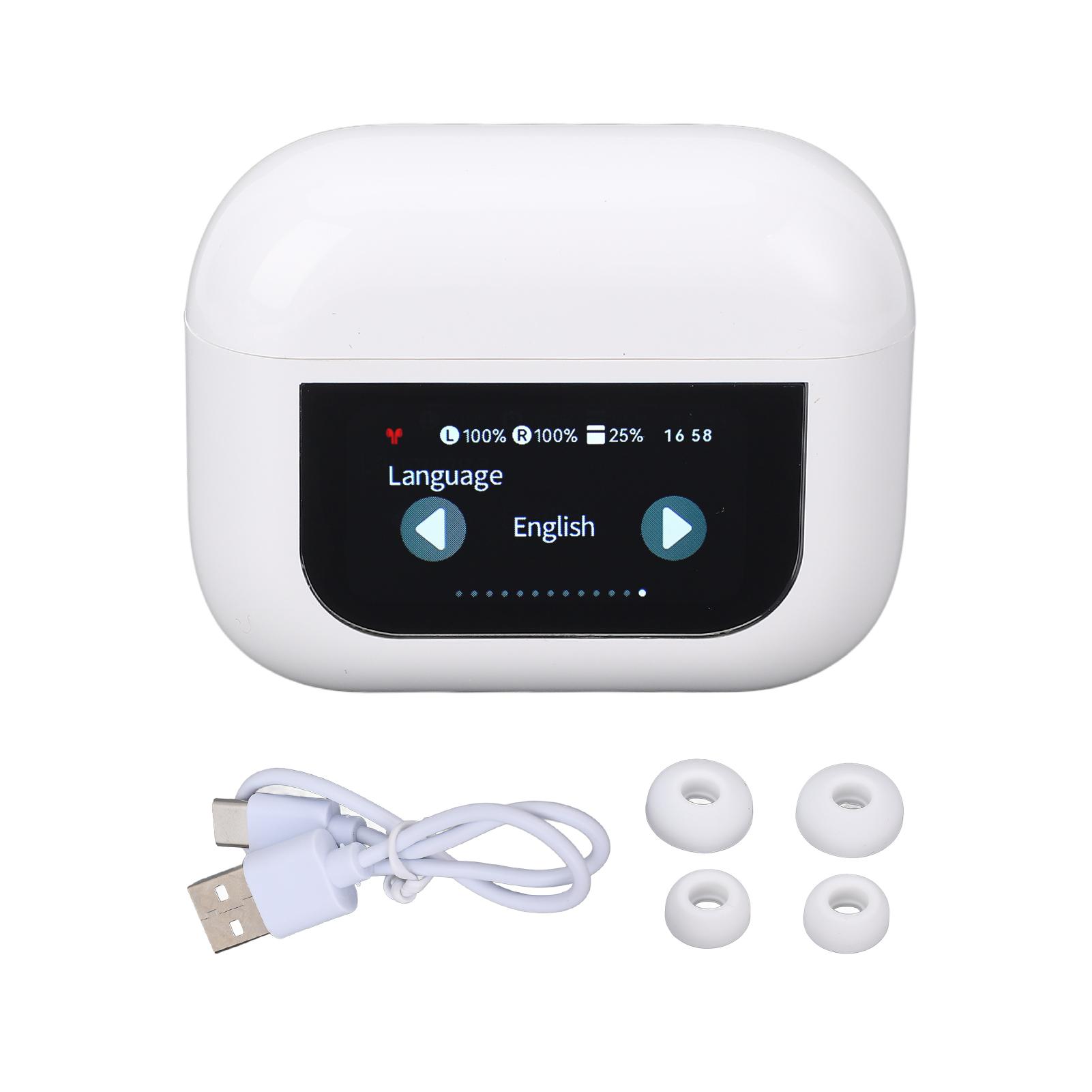 Mfyspace White Bluetooth 5.4 Wireless Earbuds With Touchscreen Charging Case Low Latency Gaming Earphones Anc Noise Cancelling