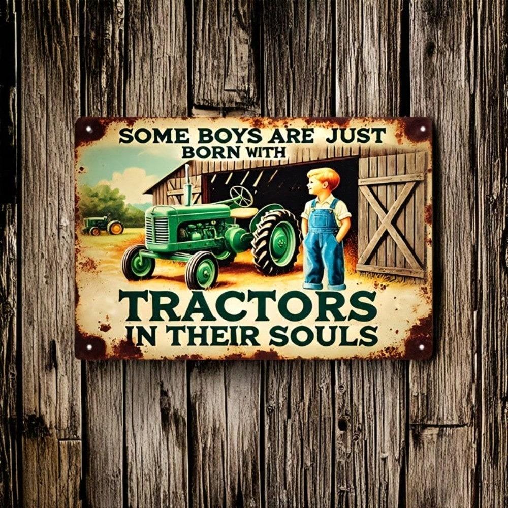 Vintage Tractor Metal Tin Sign Farmhouse Decor Rustic Wall Art