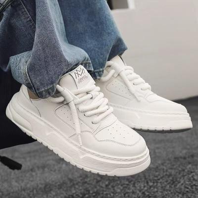 Spring New Breathable Casual Men's Shoes Platform Heightening Fashionable Versatile Sports White Shoes White Board Shoes Men